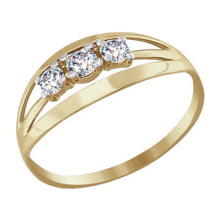 Кольцо, золото, фианит, 016542-2